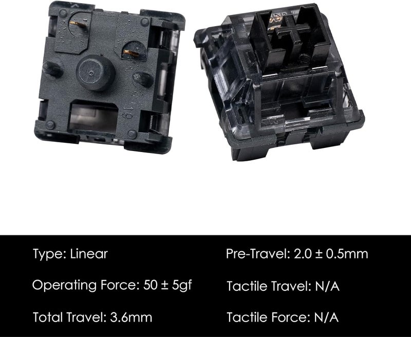 AKKO مفتاح V3 كريمي أسود برو مع عمود مقاوم للغبار للوحة مفاتيح الألعاب الميكانيكية، مفاتيح خطية 5 دبابيس (45 قطعة) - Image 2